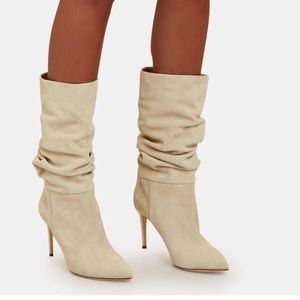 PARIS TEXAS Slouch 85 Suede Ankle Boots LIME YELLOW